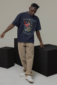 MANIFEST 7 - Oversized Shirt (Navy Blue)